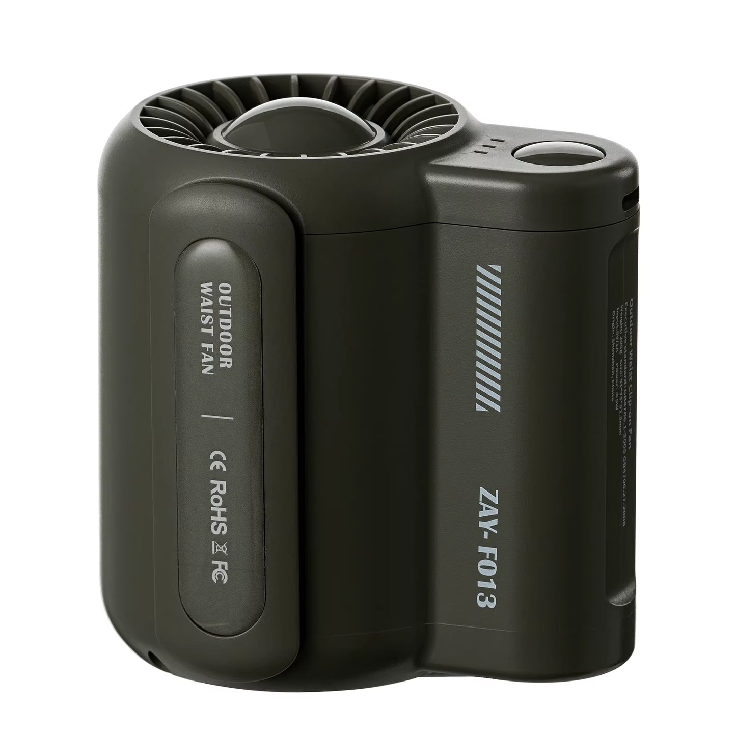 Portable Electric Fan Outdoor Camping Fan Rechargeable 3 Speeds Leafless Fan Waist-Mounted Handheld Mini Electric Fan