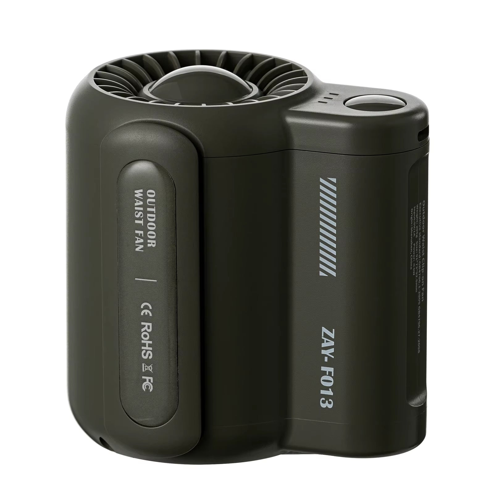 Portable Electric Fan Outdoor Camping Fan Rechargeable 3 Speeds Leafless Fan Waist-Mounted Handheld Mini Electric Fan