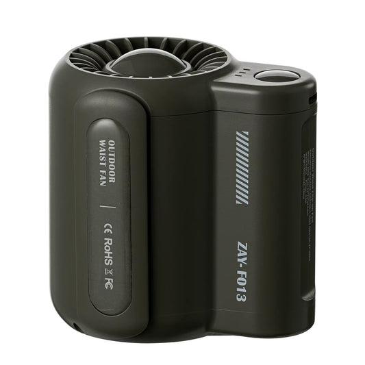 Portable Electric Fan Outdoor Camping Fan Rechargeable 3 Speeds Leafless Fan Waist-Mounted Handheld Mini Electric Fan