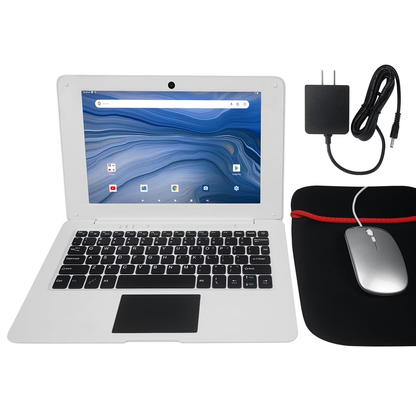 10.1" Kids Laptop – Linux-Android 12 OS, Quad-Core 1.6GHz, 2GB RAM, 64GB Storage, Wi‑Fi + Bluetooth, Parental Controls, Google Play, Bag + Mouse Included