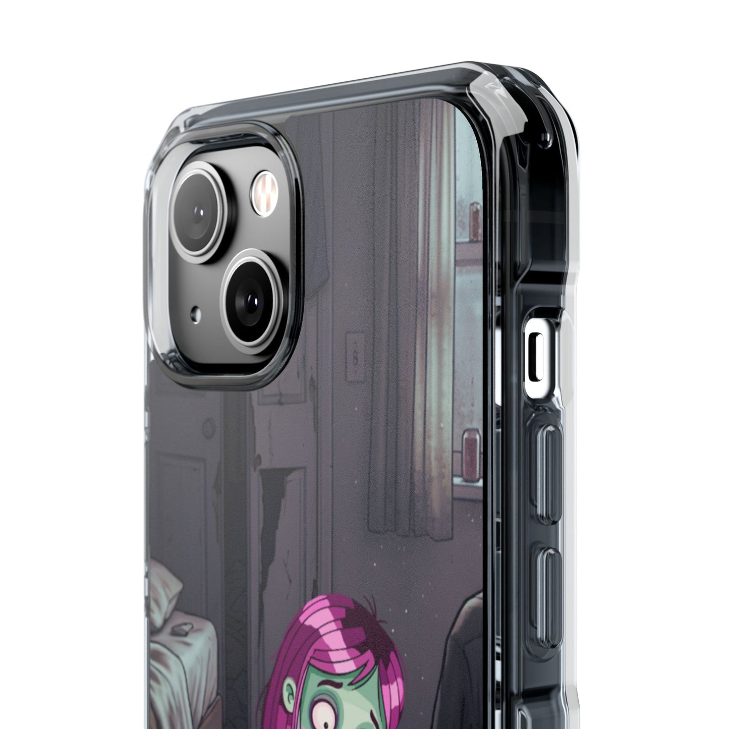 Zombie Girl Clear Magnetic Phone Case — Cute Spooky Cartoon iPhone Cover