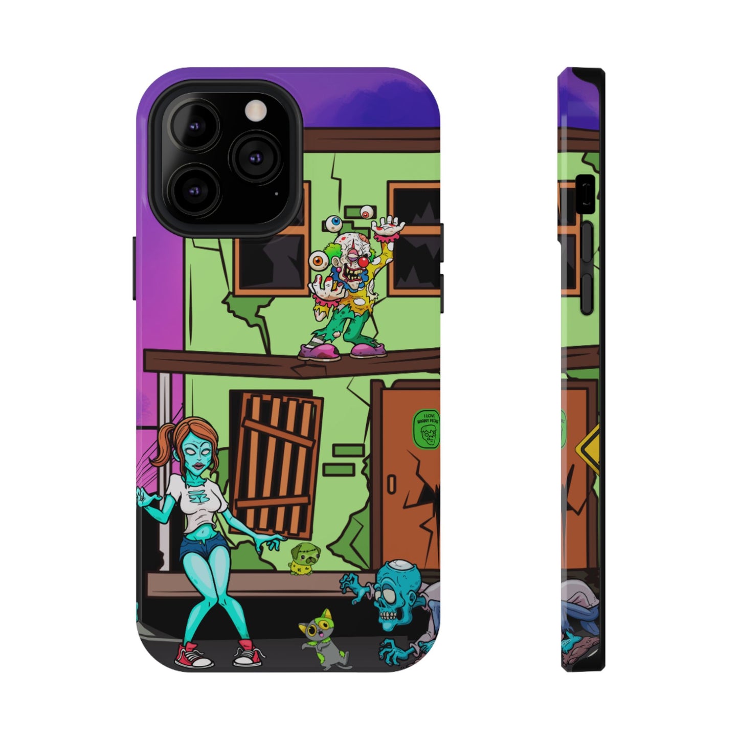 Zombie Arcade Phone Case — Colorful Cartoon Horror Impact-Resistant iPhone Cover