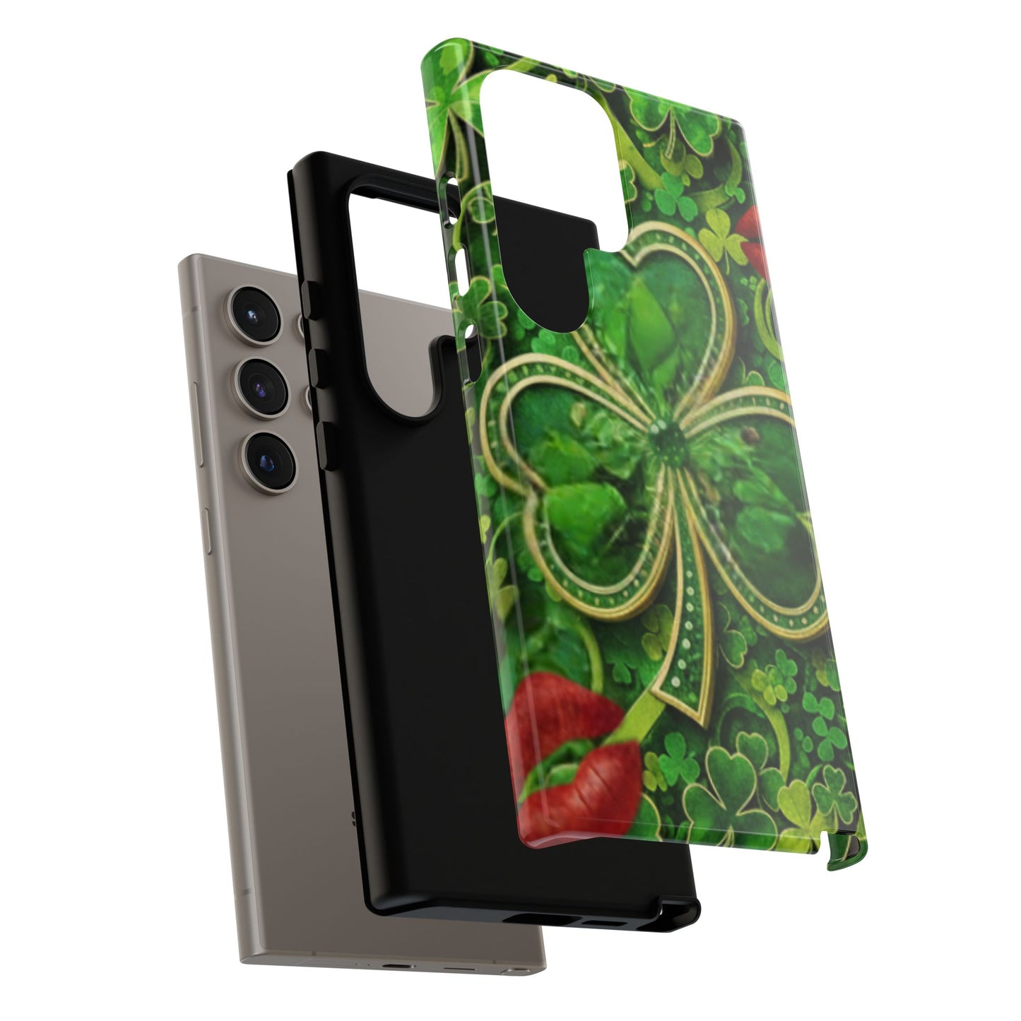 Tough Phone Case – Dual-Layer Protection with Shamrock Print