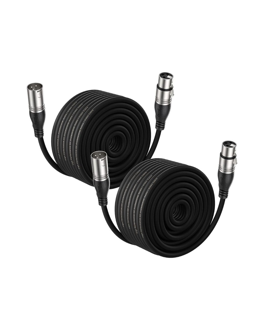 2-Pack 100ft XLR Balanced Microphone Cables - Premium 3-Pin Male to Female