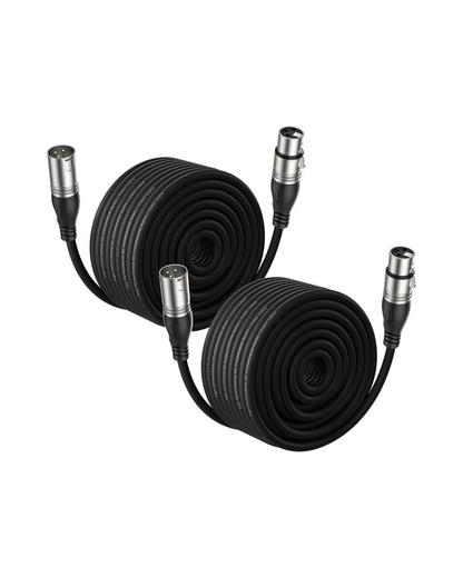 2-Pack 100ft XLR Balanced Microphone Cables - Premium 3-Pin Male to Female