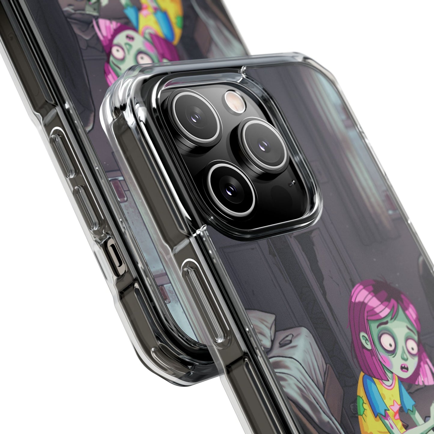 Zombie Girl Clear Magnetic Phone Case — Cute Spooky Cartoon iPhone Cover