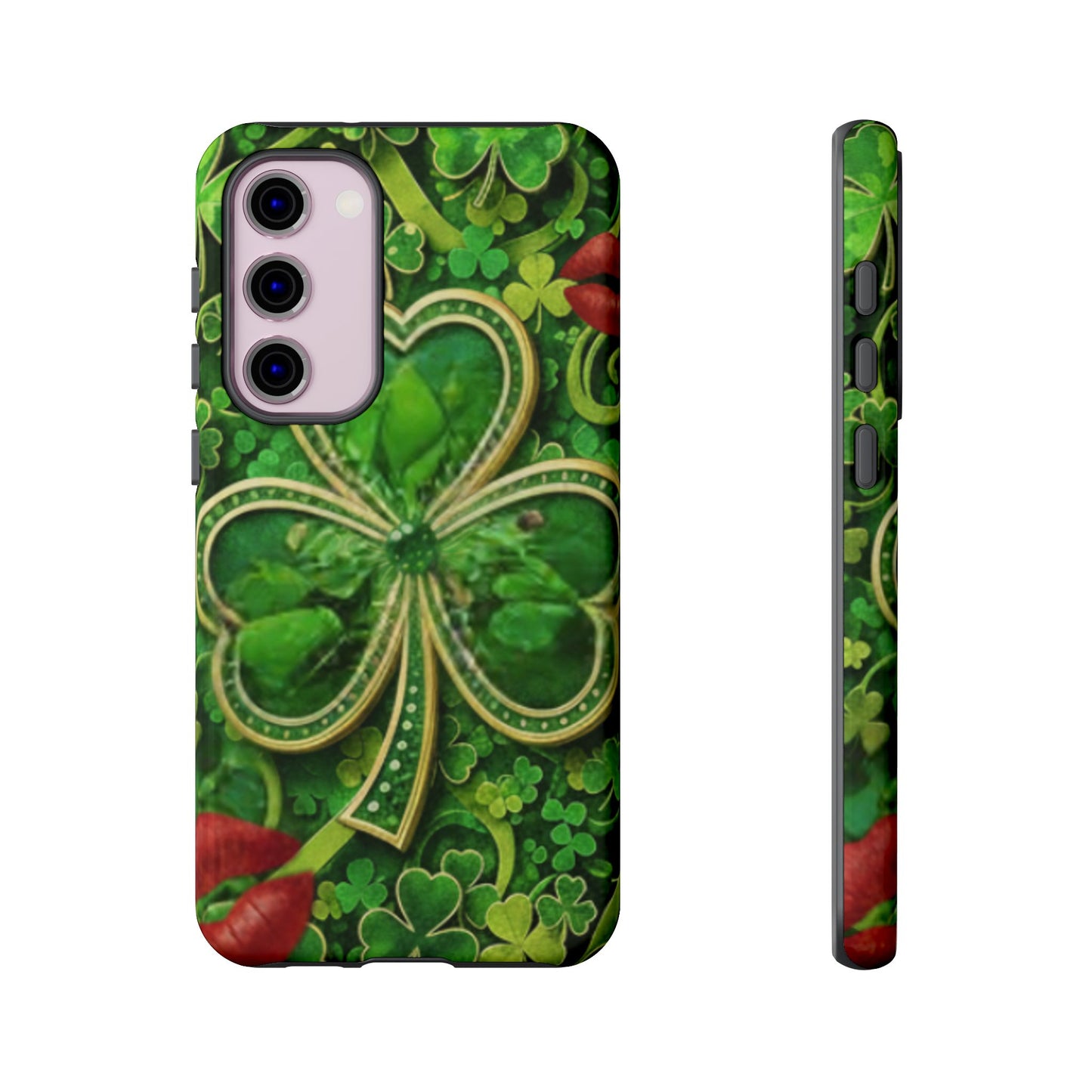 Tough Phone Case – Dual-Layer Protection with Shamrock Print