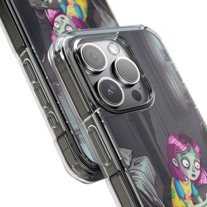 Zombie Girl Clear Magnetic Phone Case — Cute Spooky Cartoon iPhone Cover