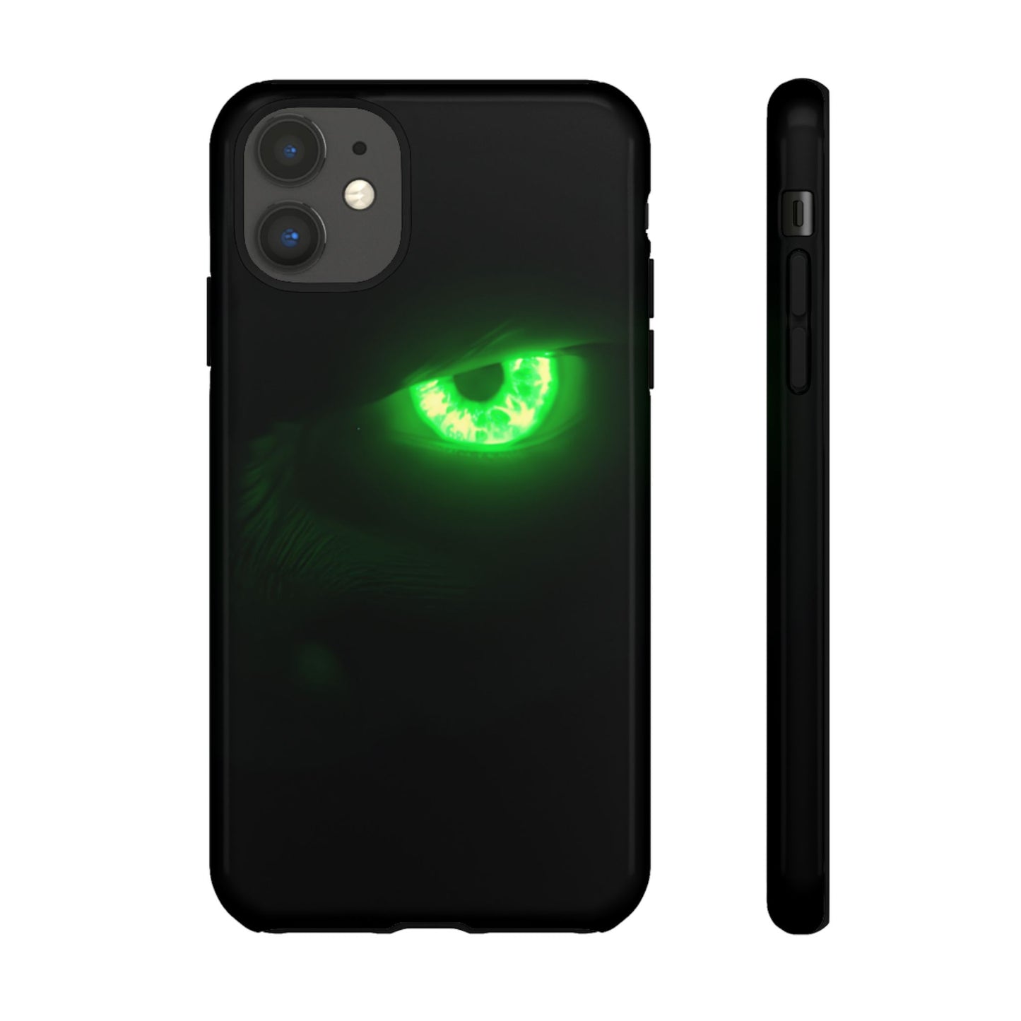 Protective Phone Case – Neon Green Monster Eyes