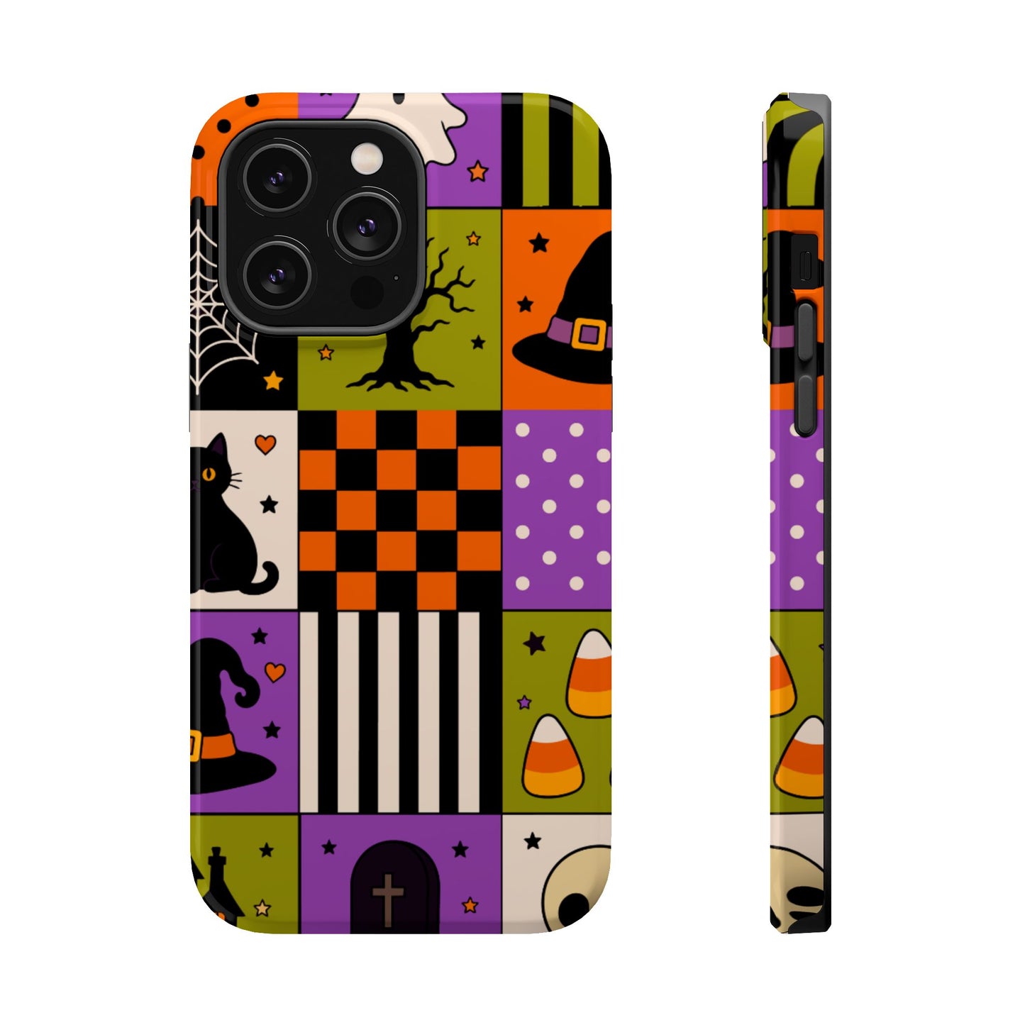 Wireless-Charging Compatible Case – Spooky Patchwork
