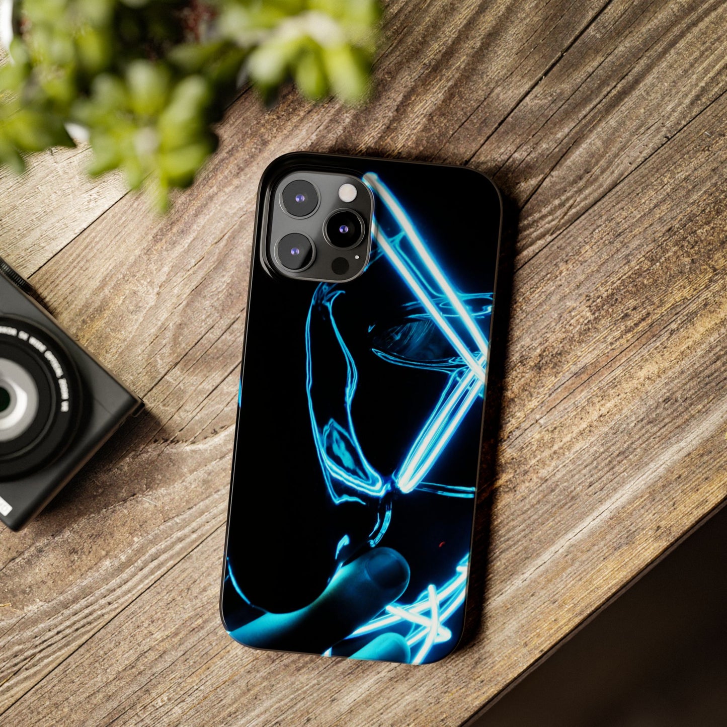 Neon Boba Slim Phone Case – Blue LED Tea Art
