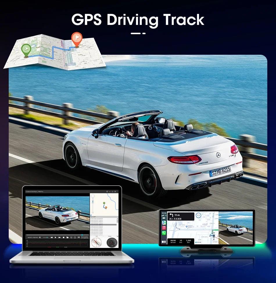 4K Dash Cam Mirror - 10.26" Display with Wireless Carplay/Android Auto GPS