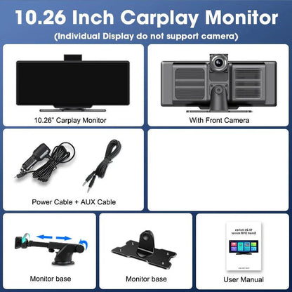 4K Dash Cam Mirror - 10.26" Display with Wireless Carplay/Android Auto GPS
