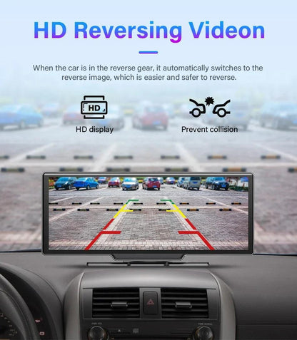 4K Dash Cam Mirror - 10.26" Display with Wireless Carplay/Android Auto GPS