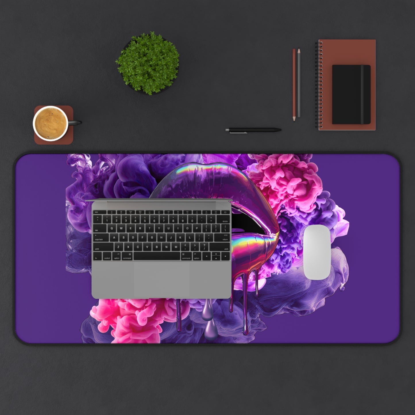 Neoprene Desk Mat – Purple Haze Lips