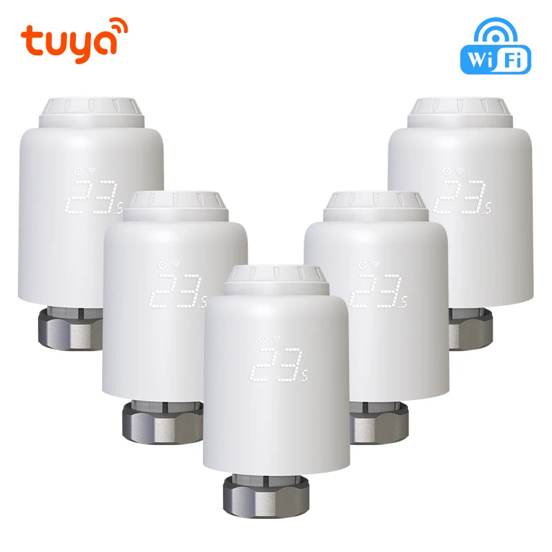 Tuya Smart Home Wifi Thermostatic Valve Radiator Smart TRV Radiator Head Valve Wifi Thermostat Alexa Google Home Smart Life