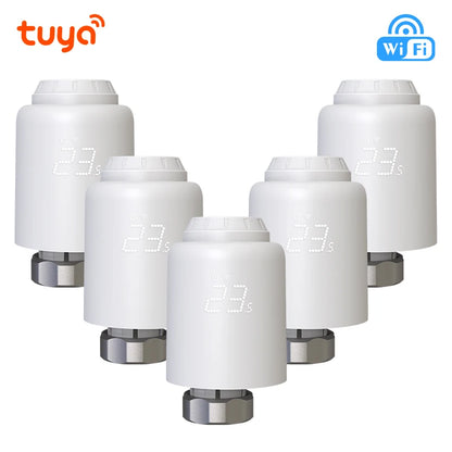 Tuya Smart Home Wifi Thermostatic Valve Radiator Smart TRV Radiator Head Valve Wifi Thermostat Alexa Google Home Smart Life