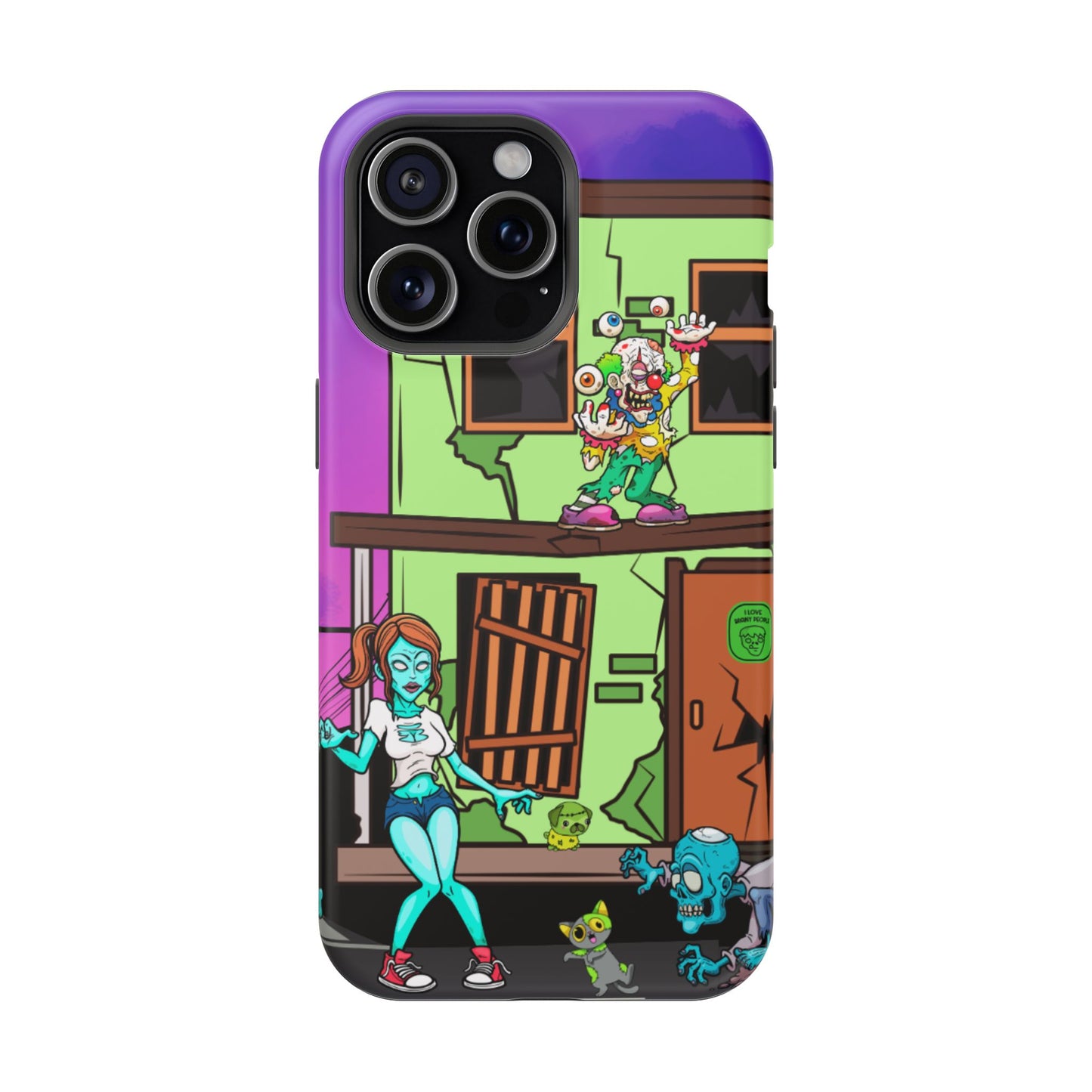 Zombie Arcade Phone Case — Colorful Cartoon Horror Impact-Resistant iPhone Cover