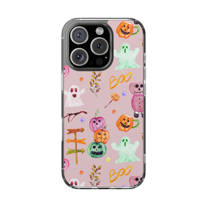 Clear Magnetic Phone Case – Spooky Doodles – Compatible with iPhone 13–16 Series