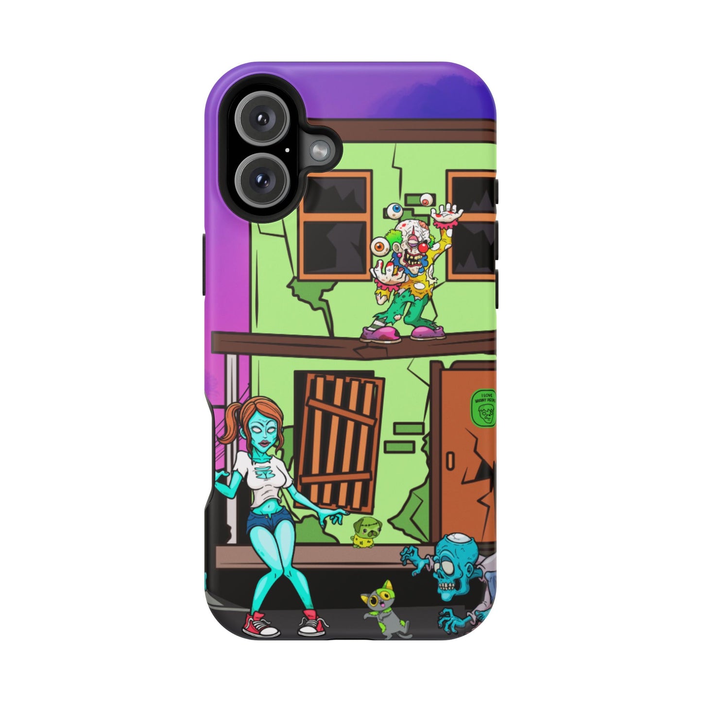 Zombie Arcade Phone Case — Colorful Cartoon Horror Impact-Resistant iPhone Cover
