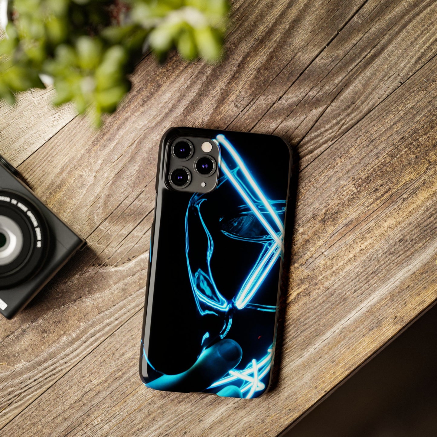 Neon Boba Slim Phone Case – Blue LED Tea Art