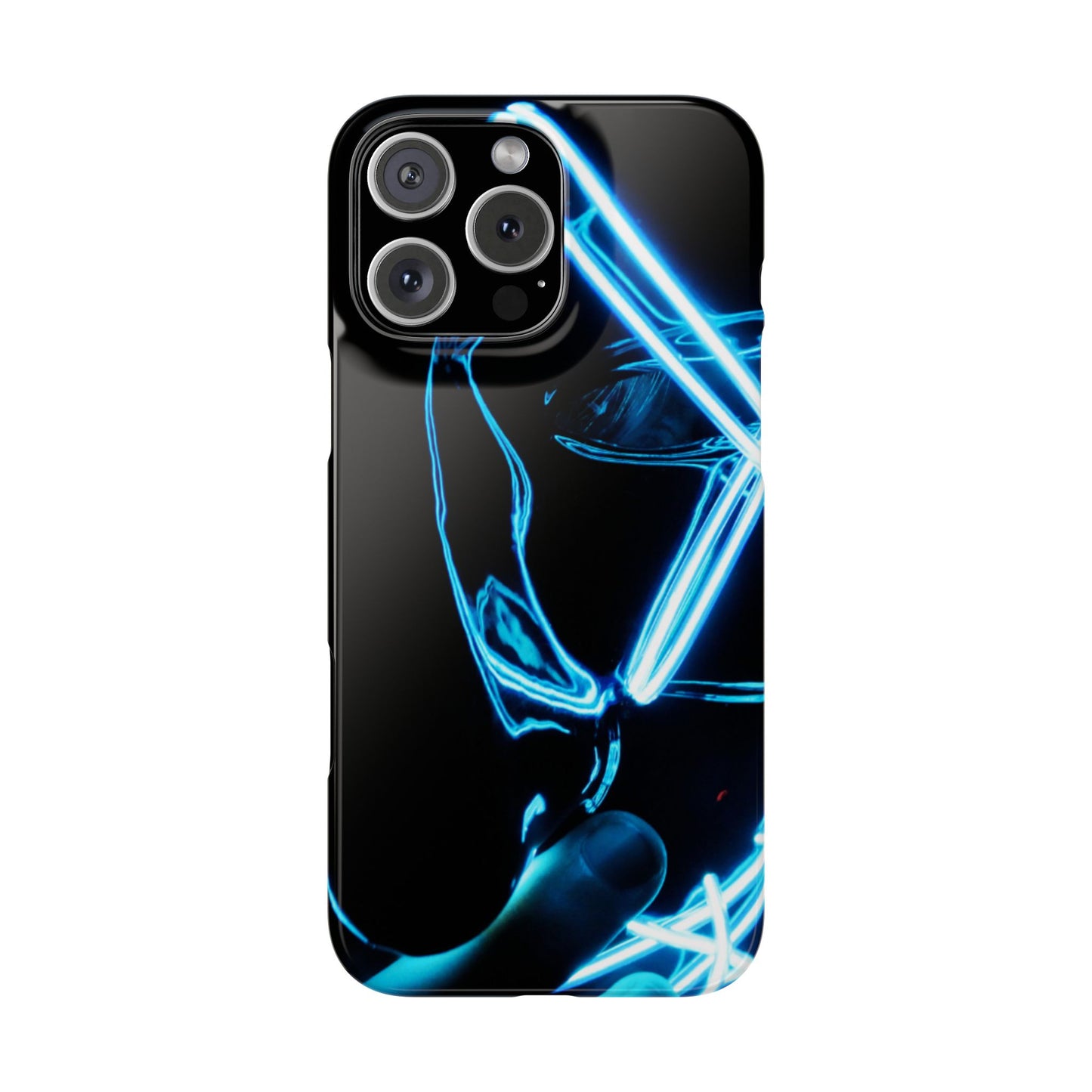 Neon Boba Slim Phone Case – Blue LED Tea Art