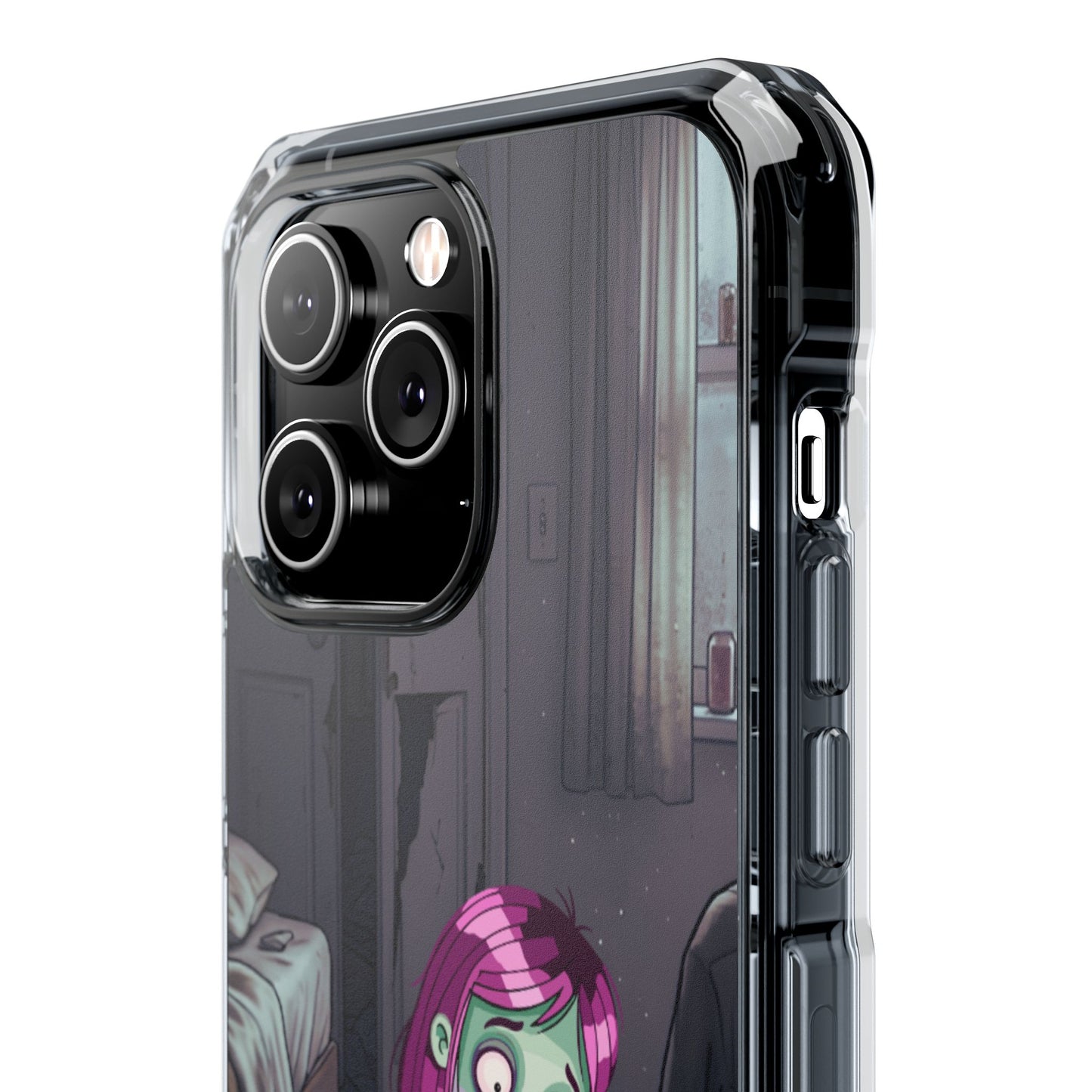 Zombie Girl Clear Magnetic Phone Case — Cute Spooky Cartoon iPhone Cover