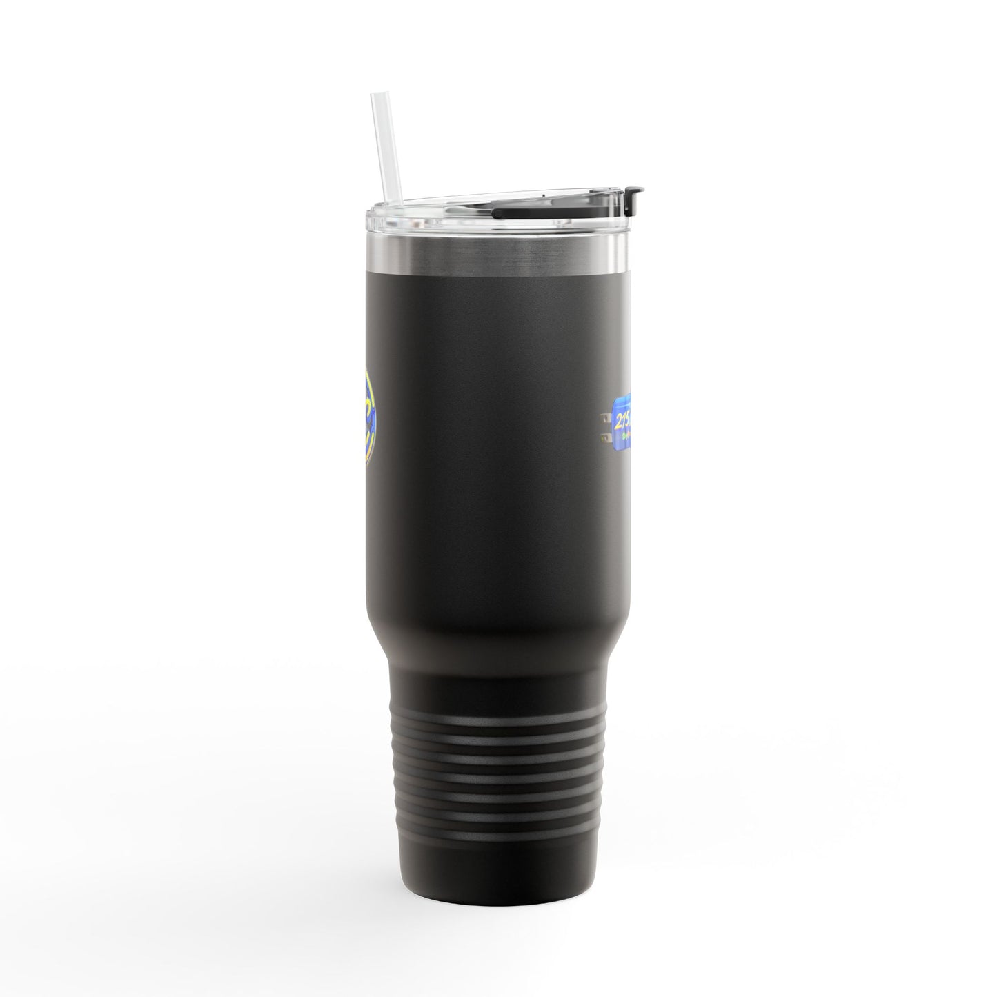 40oz Insulated Travel Mug – 215 Connected Logo Handle Tumbler with Straw
