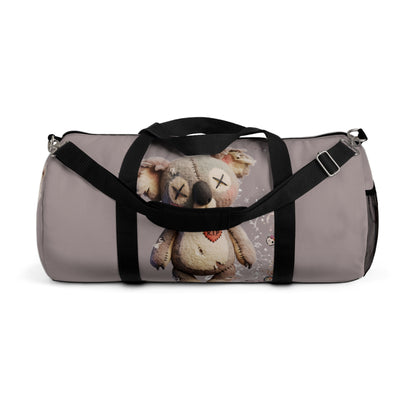 Cute Distressed Teddy Duffel Bag – Plush Heart Travel Gym Bag