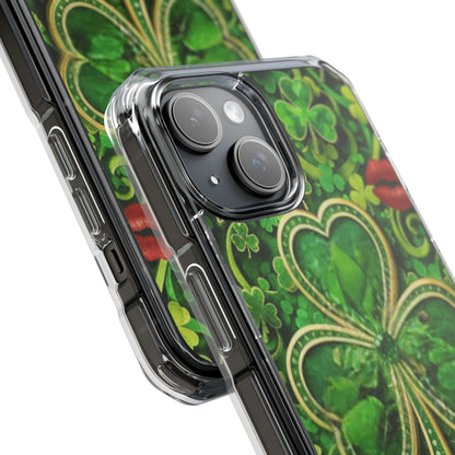 Clear Magnetic Phone Case – Shamrock Kiss St. Patrick’s Day Print