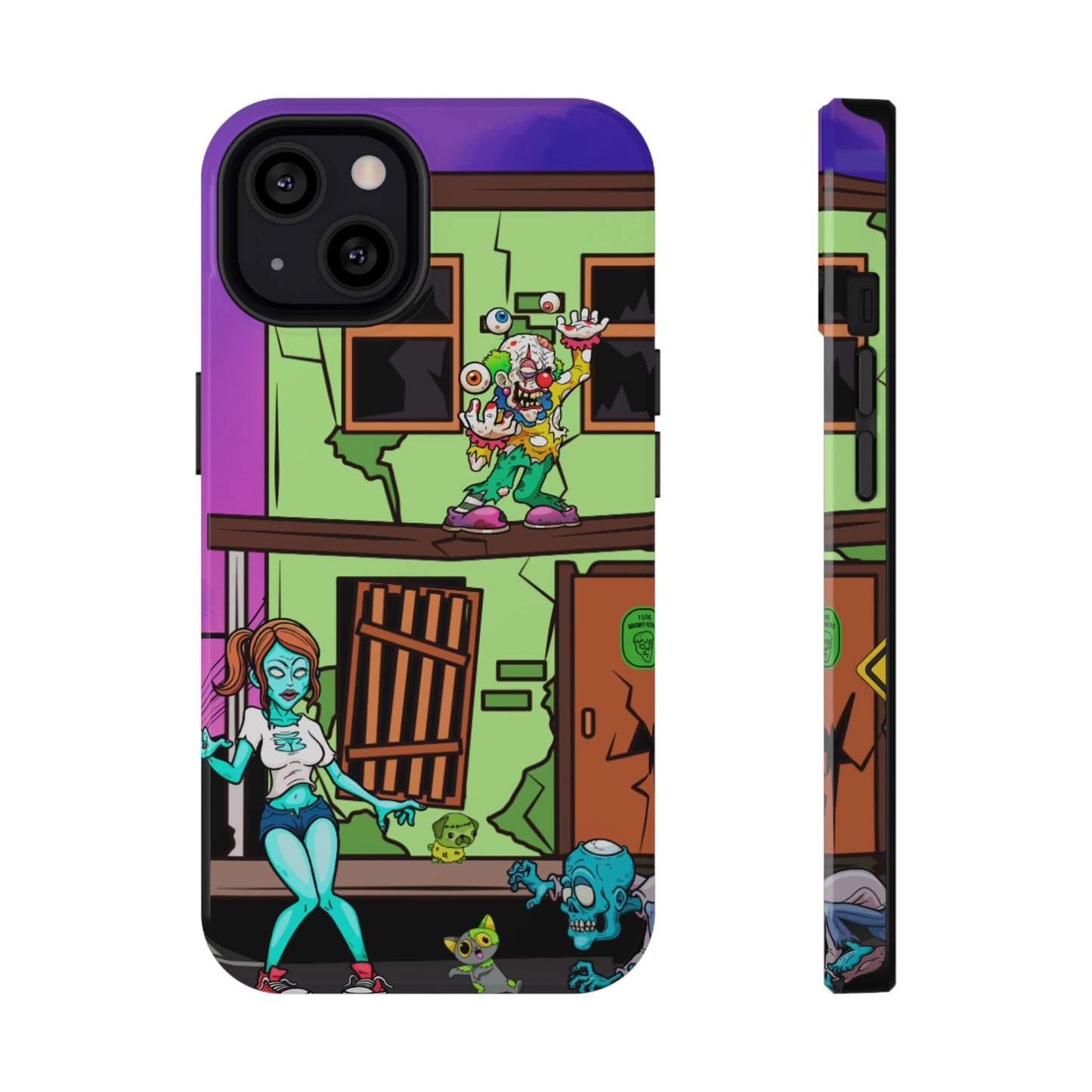 Zombie Arcade Phone Case — Colorful Cartoon Horror Impact-Resistant iPhone Cover