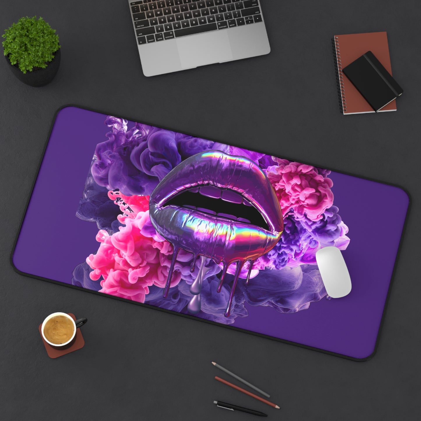 Neoprene Desk Mat – Purple Haze Lips