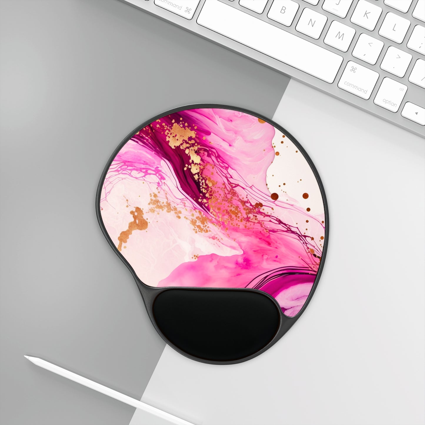 Mouse Pad with Wrist Rest – Blush & Burn