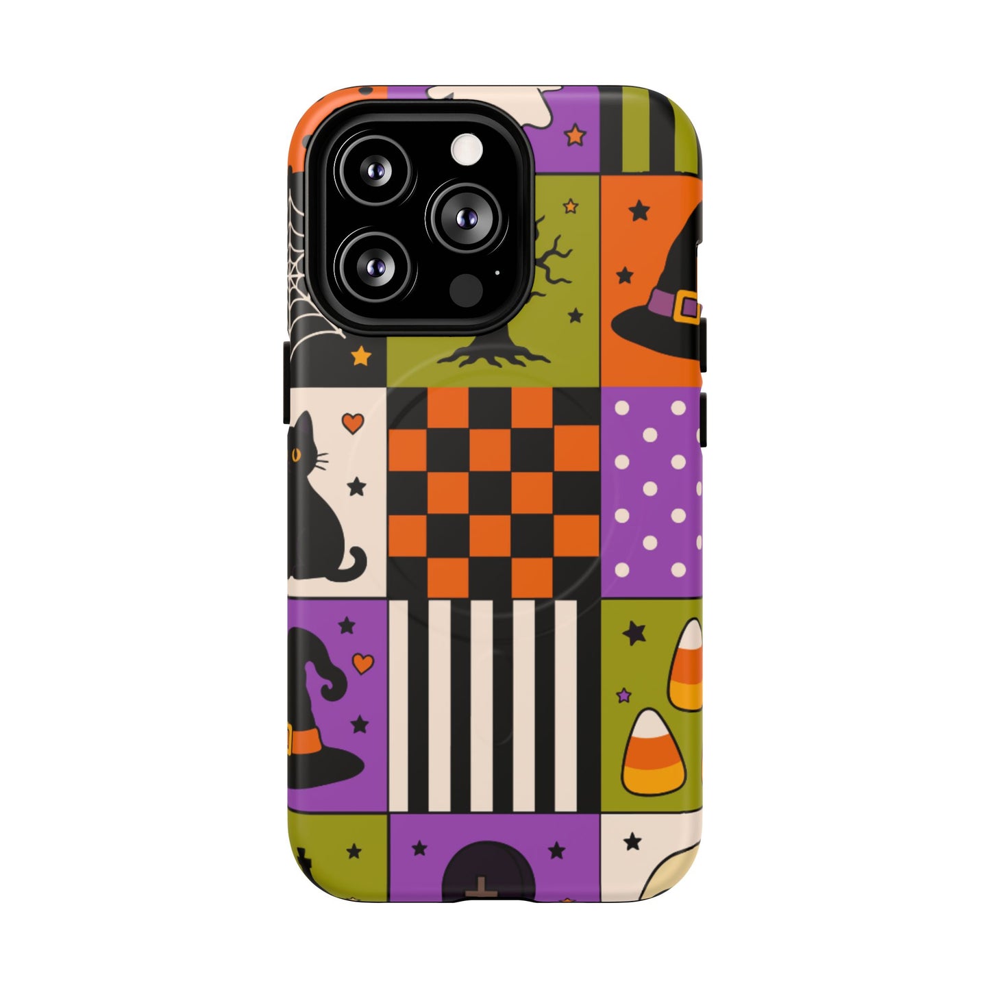 Protective Magnetic Phone Case – Spooky Patchwork
