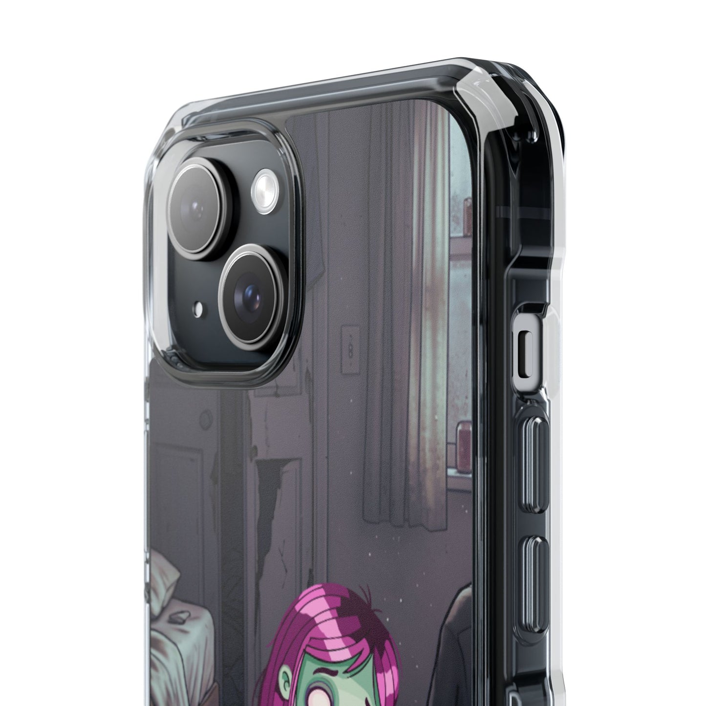Zombie Girl Clear Magnetic Phone Case — Cute Spooky Cartoon iPhone Cover