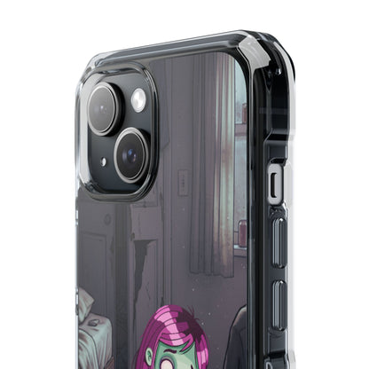 Zombie Girl Clear Magnetic Phone Case — Cute Spooky Cartoon iPhone Cover