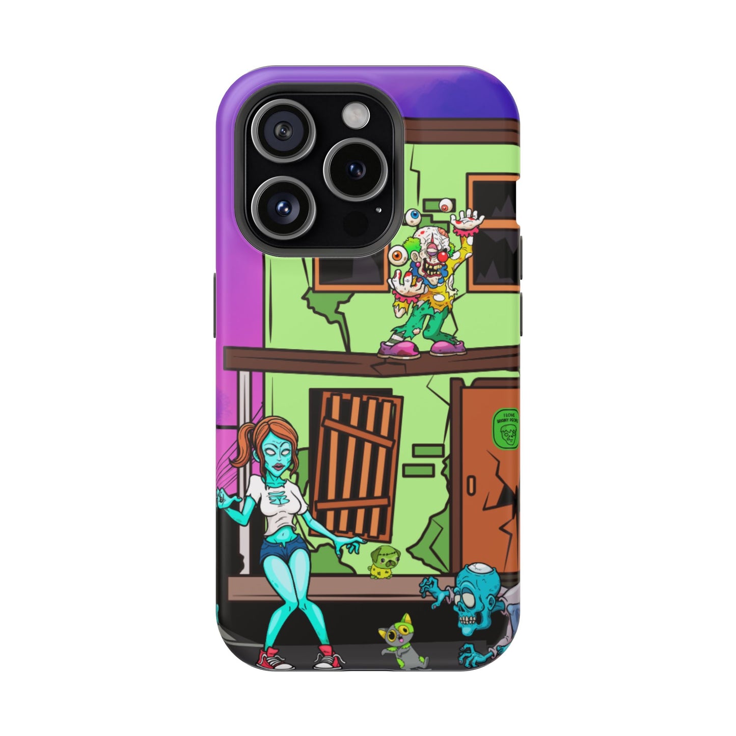 Zombie Arcade Phone Case — Colorful Cartoon Horror Impact-Resistant iPhone Cover