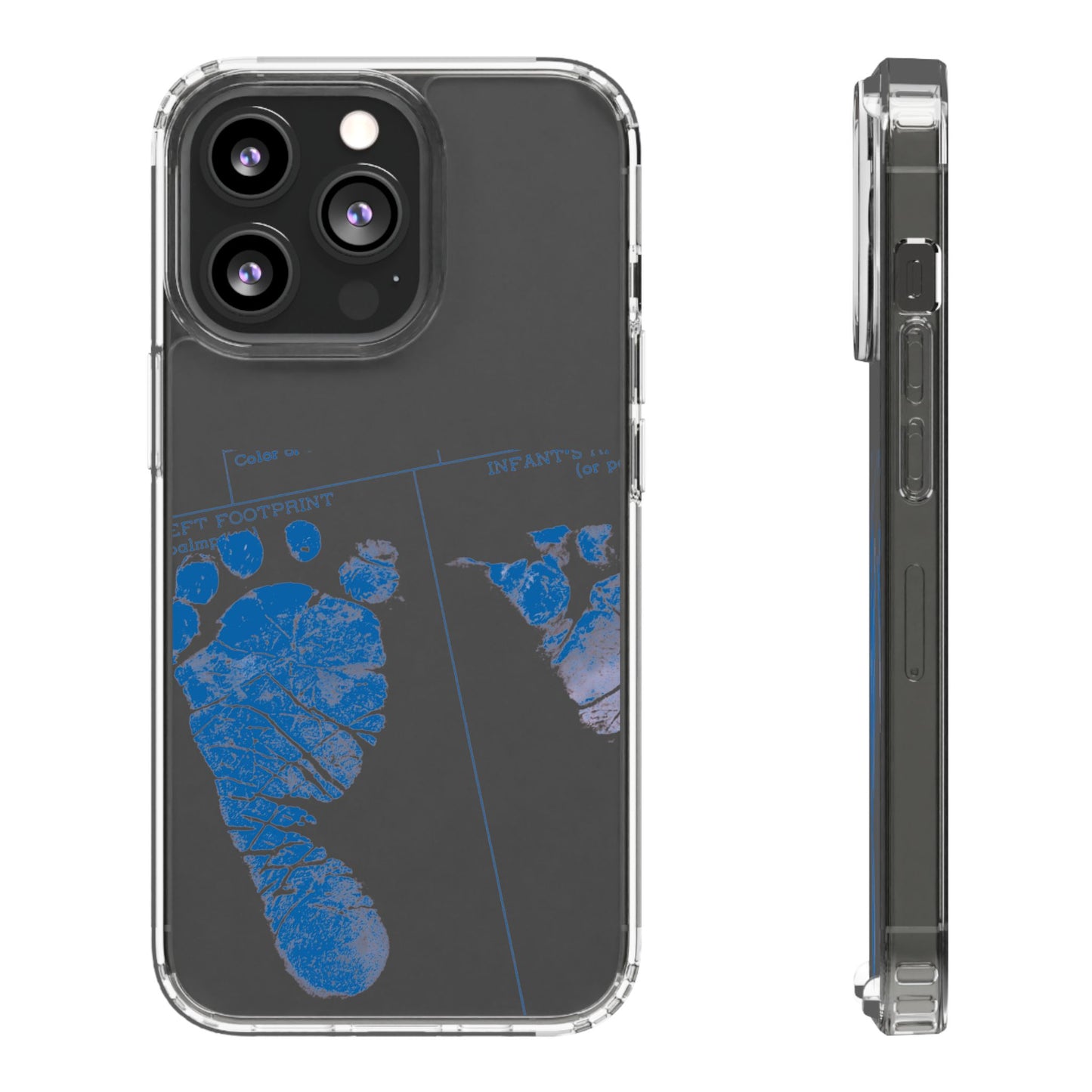 Clear Phone Case – Mom’s Little Blue Footprints