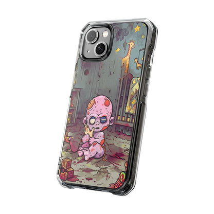 Clear Magnetic Phone Case — Cute Creepy Zombie Baby Design