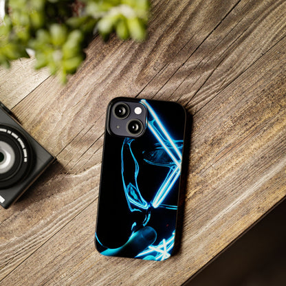 Neon Boba Slim Phone Case – Blue LED Tea Art
