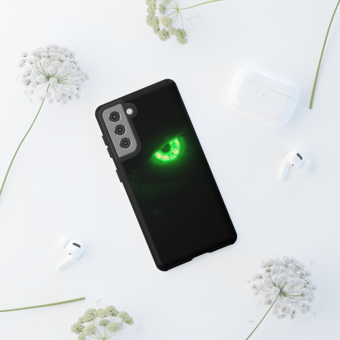 Protective Phone Case – Neon Green Monster Eyes