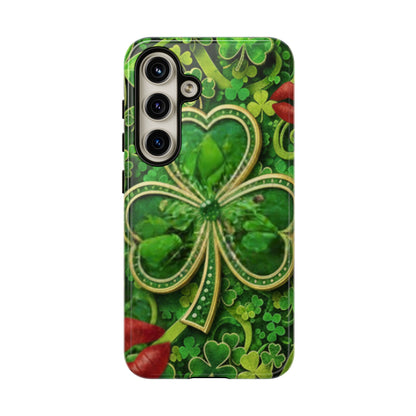Tough Phone Case – Dual-Layer Protection with Shamrock Print