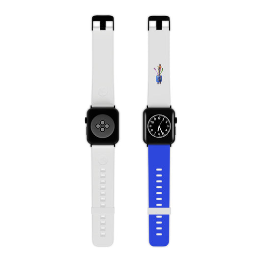 Watch Band – 215 Connected Plug Charm Blue and White Design