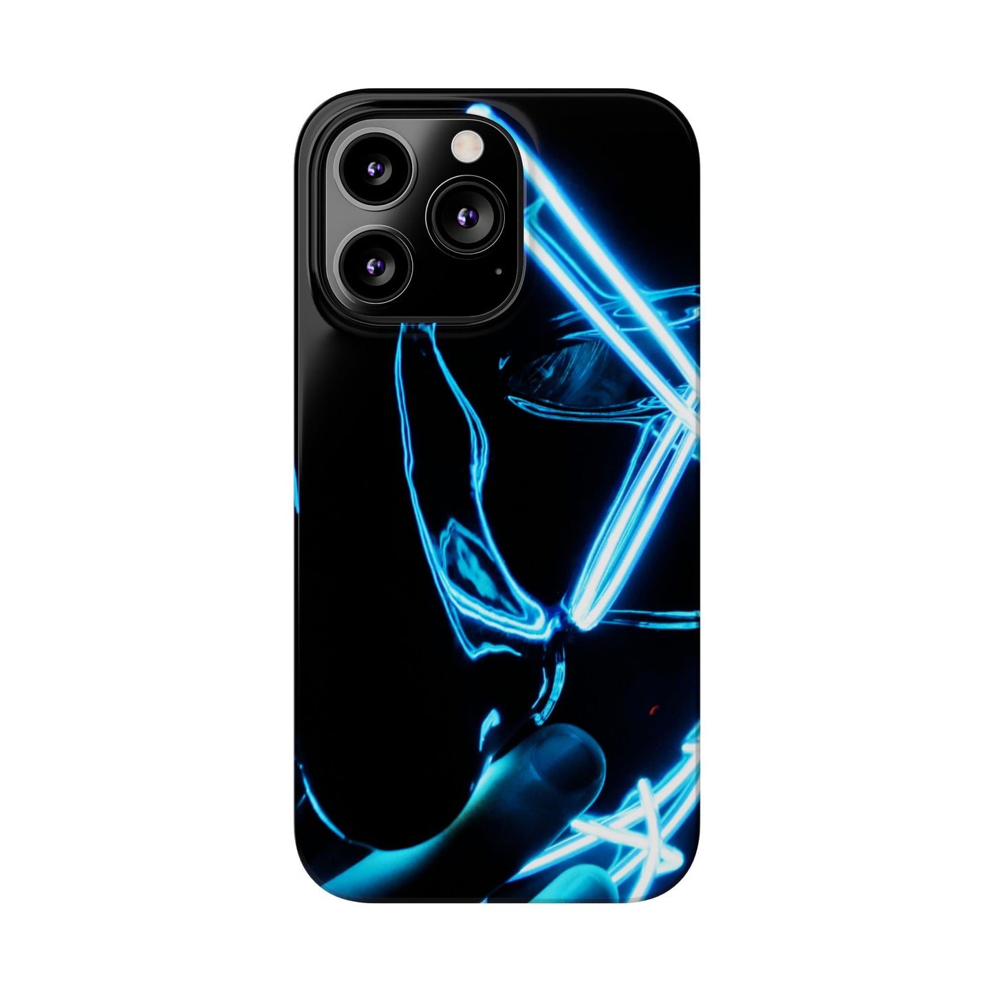 Neon Boba Slim Phone Case – Blue LED Tea Art