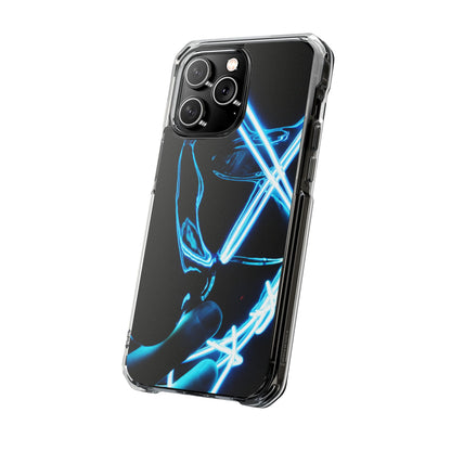 Clear Magnetic Phone Case — Blue Neon Light Design