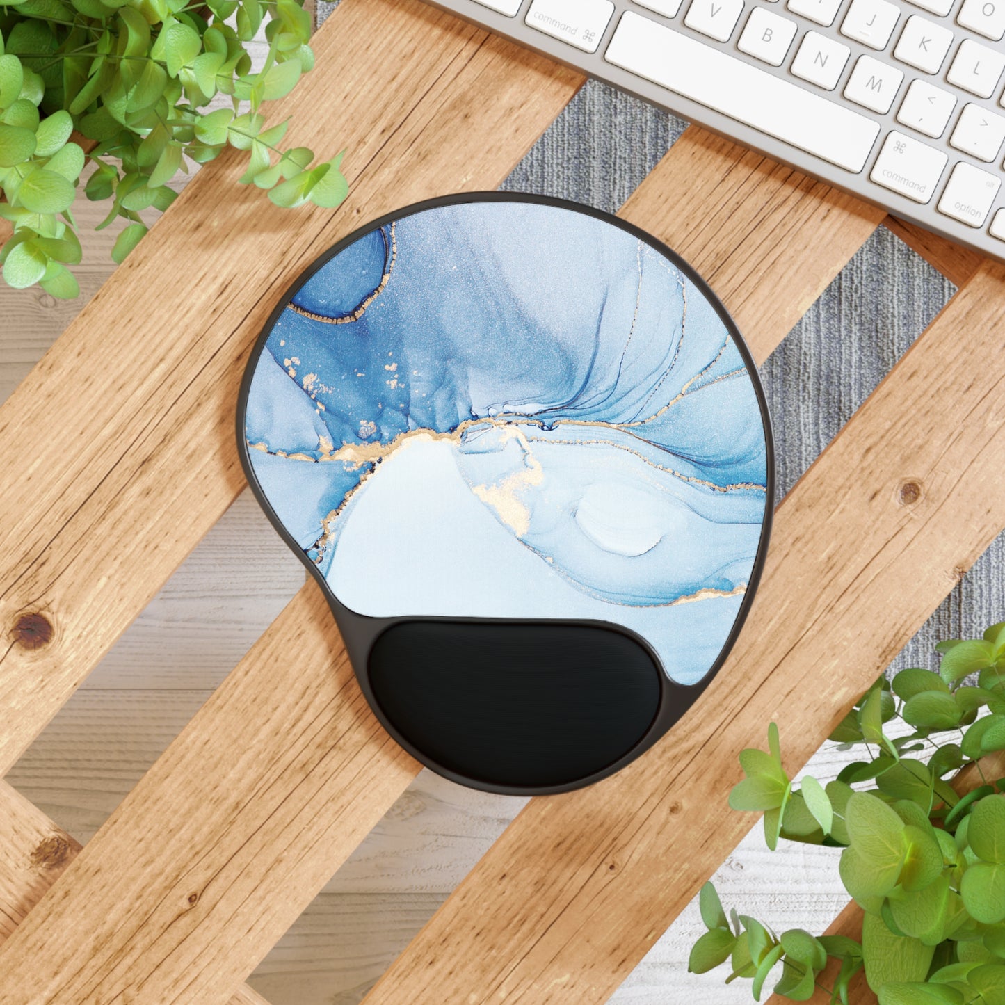 Mouse Pad with Wrist Rest – Blue Agate