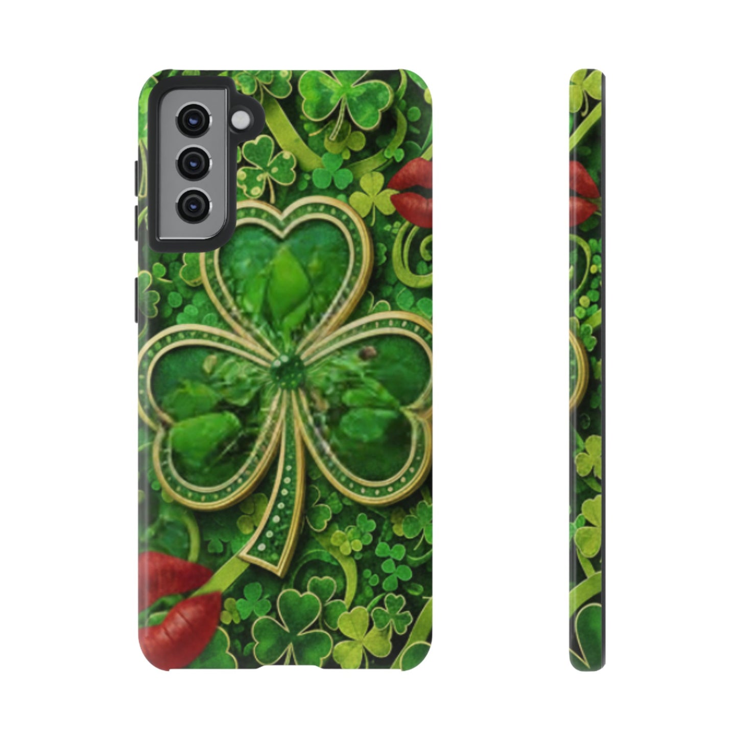 Tough Phone Case – Dual-Layer Protection with Shamrock Print