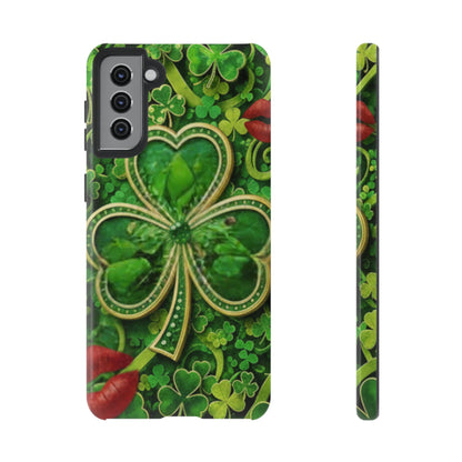 Tough Phone Case – Dual-Layer Protection with Shamrock Print
