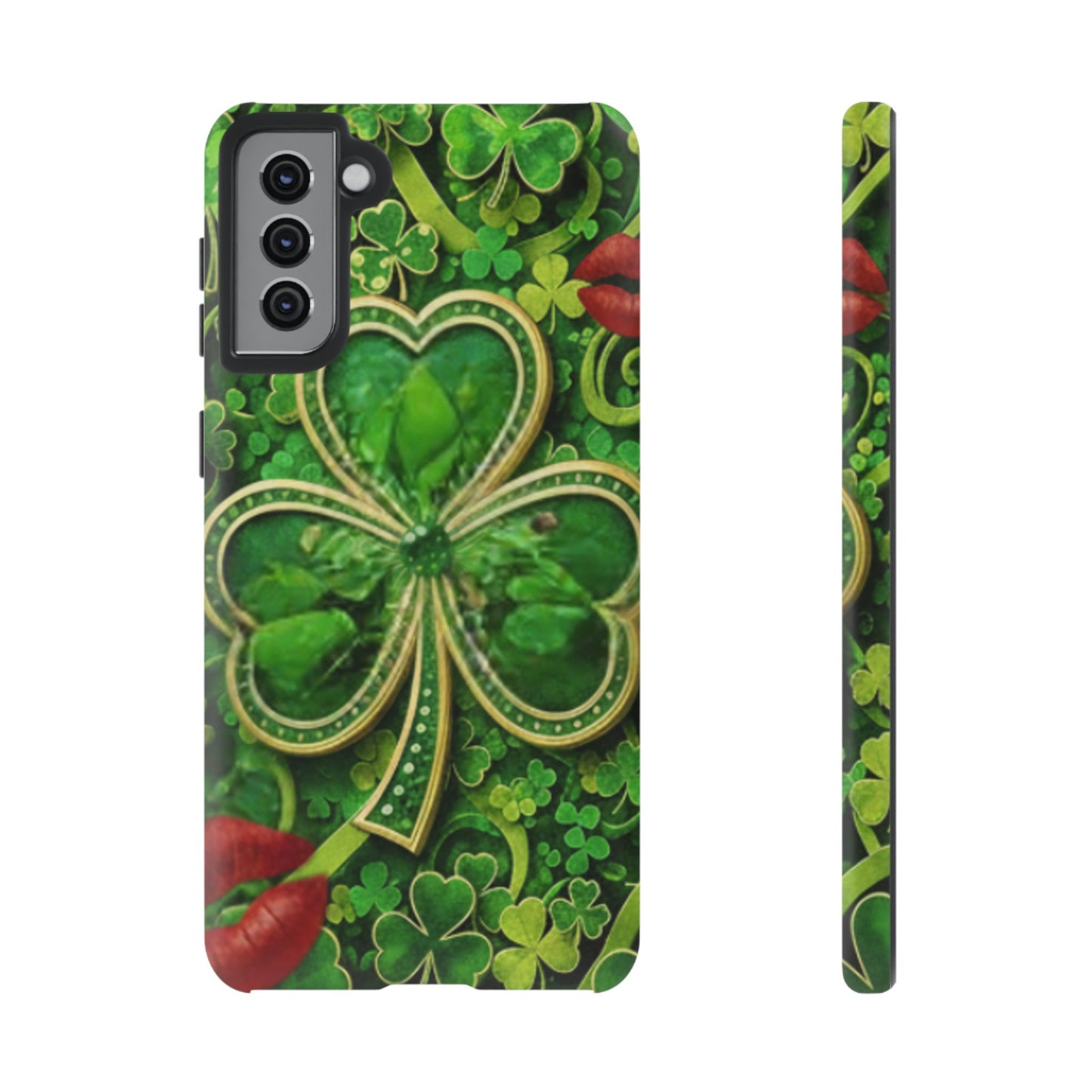 Tough Phone Case – Dual-Layer Protection with Shamrock Print