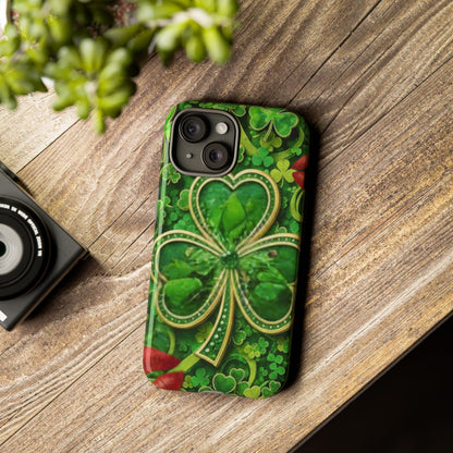 Protective Phone Case – Lucky Clover Kiss Shamrock Design